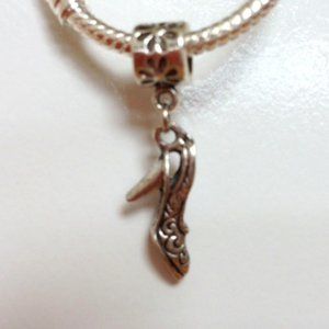 “HIGH HEEL Shoe” Silver Plated Dangling Charm For European Style Charm Bracelets